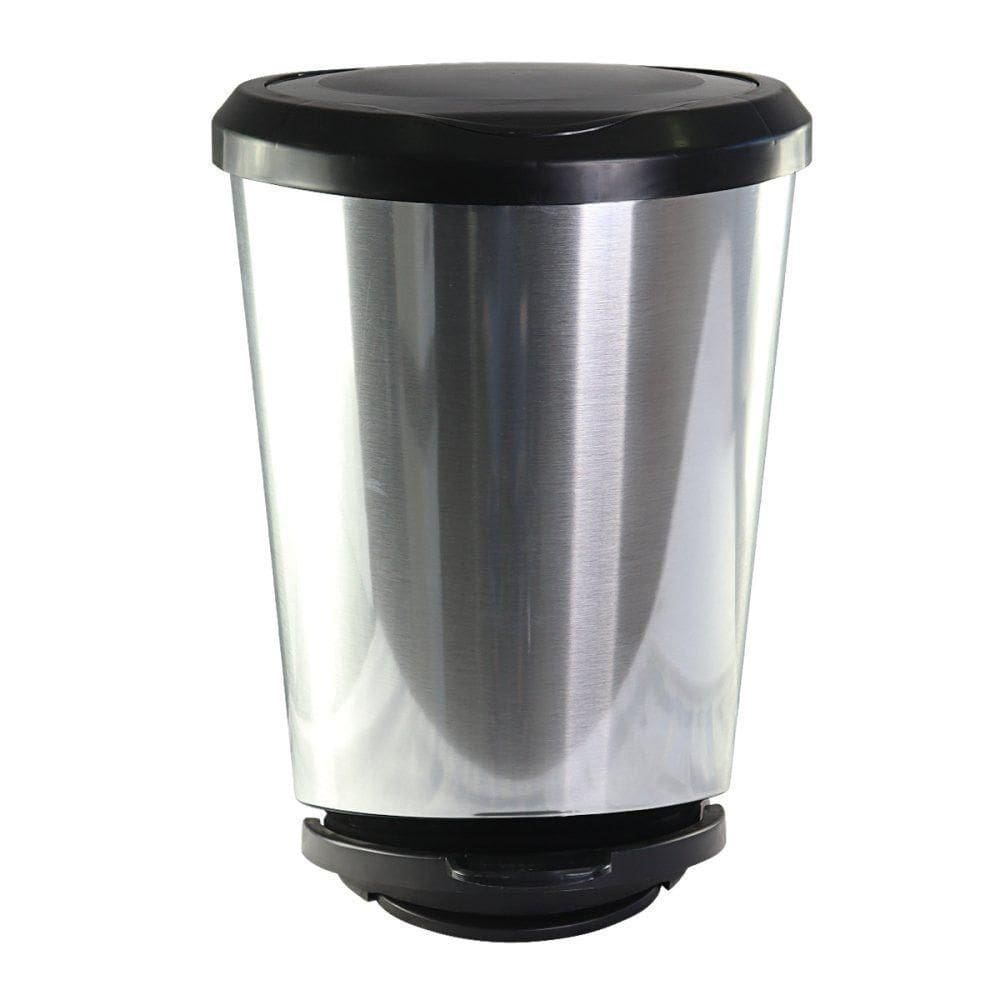 Lixeira Com Pedal Label Prata 60 Litros
