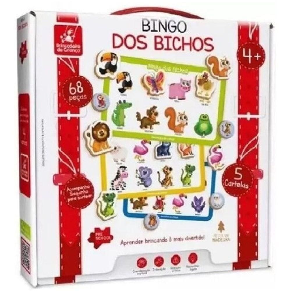 Bingo Dos Bichos Madeira 2136 Brincadeira De Criança
