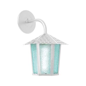 Arandela Blumenau Colonial Sextavada Vidro Pontilhado E27 Bivolt Branco