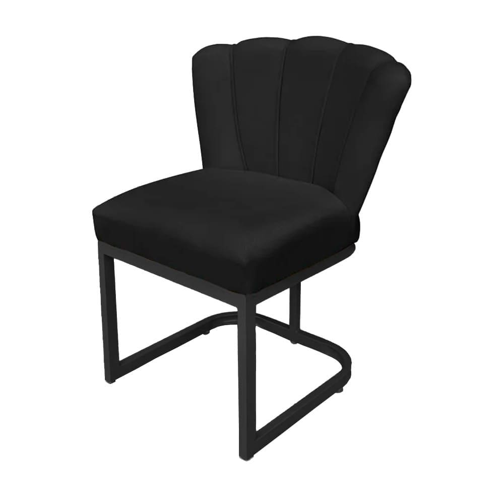 Cadeira Flor para Consultório Veludo Preto Base Preta - Vallisa Decor