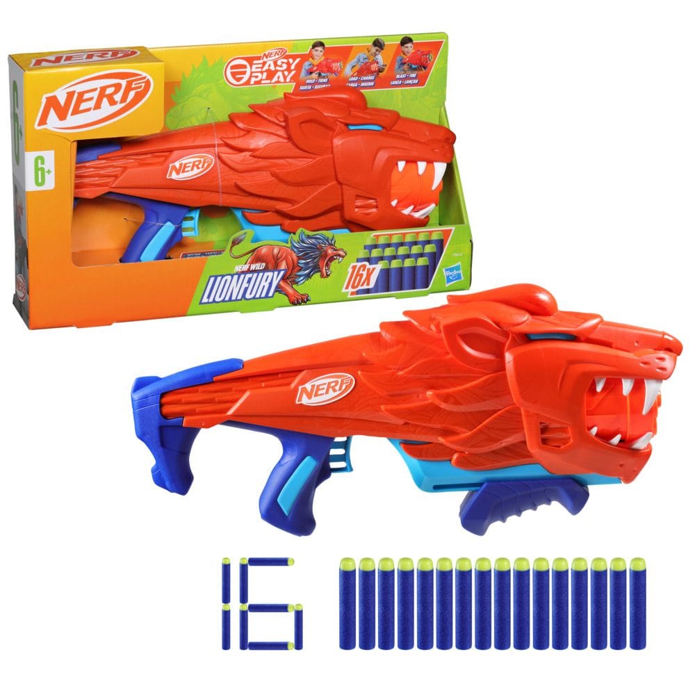 Lançador Nerf Junior Wild Lionfury com 16 dardos