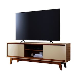 Rack para Tvs até 65 Pol Atlas 58,5x164x36,5 Cm Cinamomo/Off White