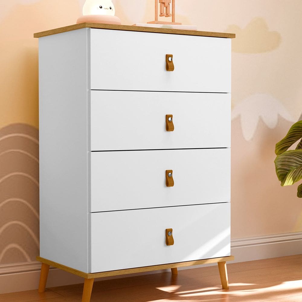 Comoda 04 Gav Jujuba 105cm X 725cm X 455cm Branco / Marrom