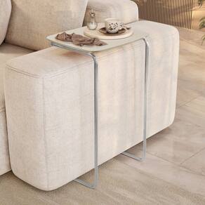 Mesa Lateral Ultraflex 40cm X 68cm X 33cm Off White/Cromado