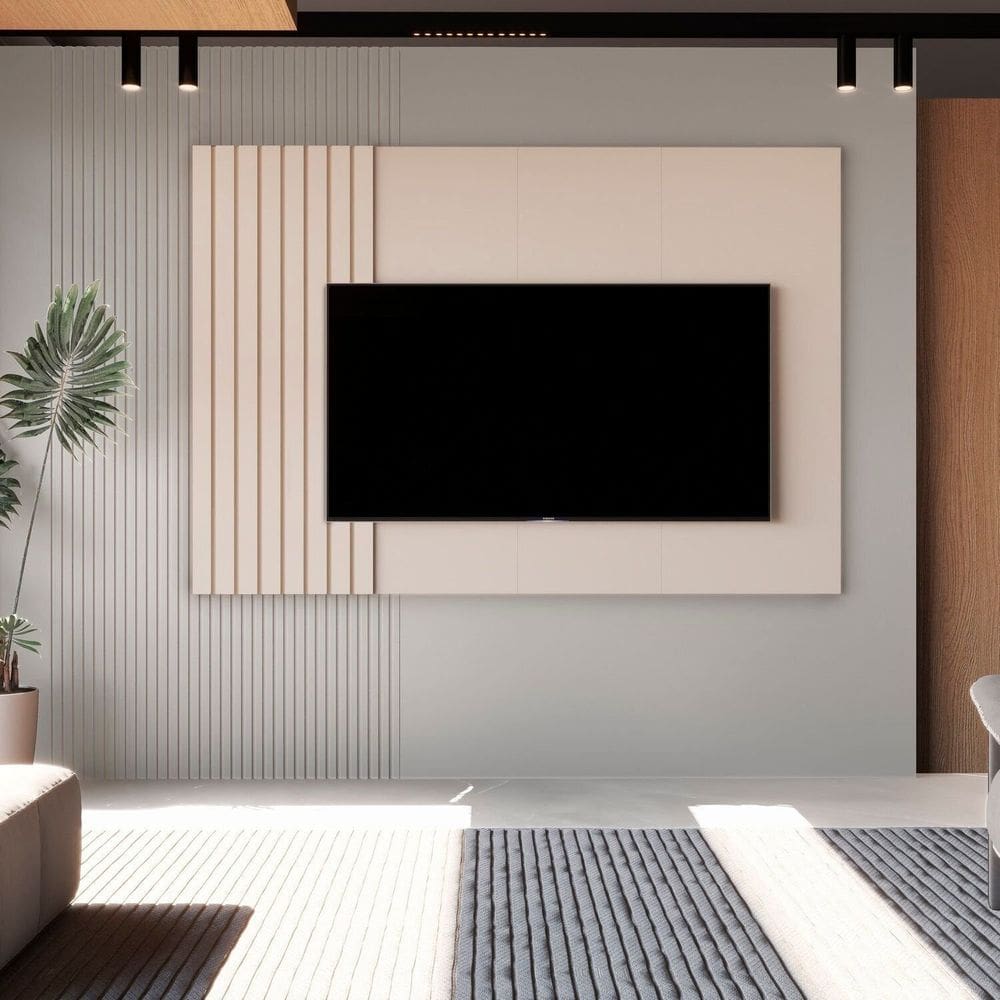 Painel para Tv Ripado Boto 1.8 136x180x4,5 Cm Off White