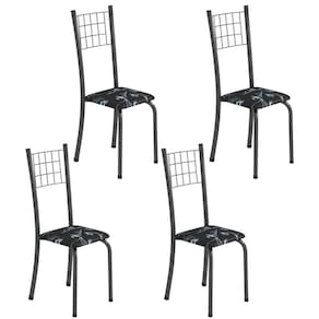 Kit 4 Cadeiras Tubular Dany 95x37x40 Cm Preto /Mart Prata