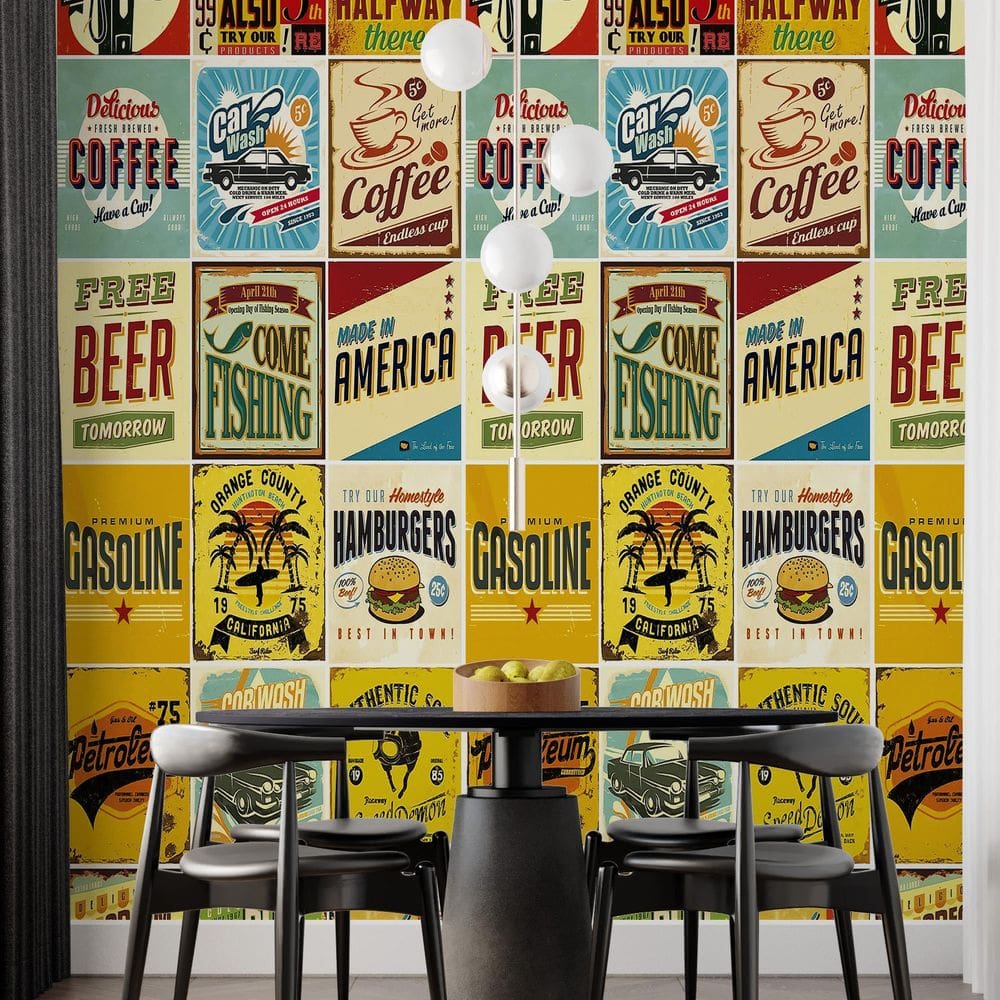 Kit 7 Rolos Papel De Parede Adesivo Vintage Retro 3,0M