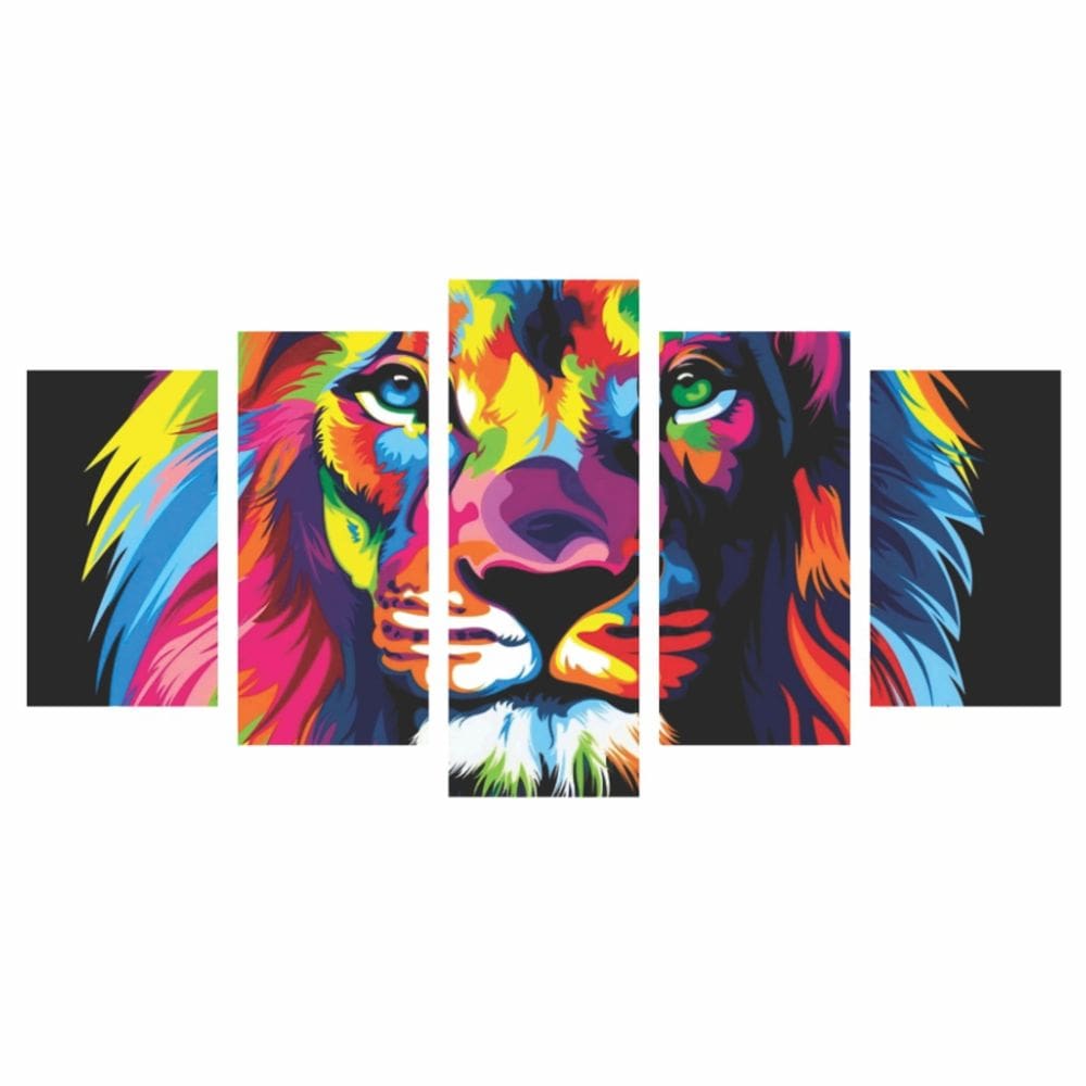 Quadro Decorativo Leão Colorido Moderno Home 114x65