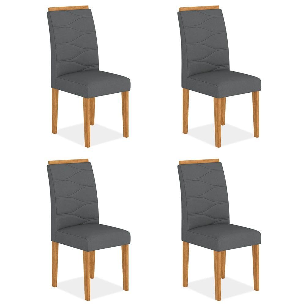 Kit 4 Cadeiras Estofadas Vitória Cinamomo/cinza - Móveis Arapongas