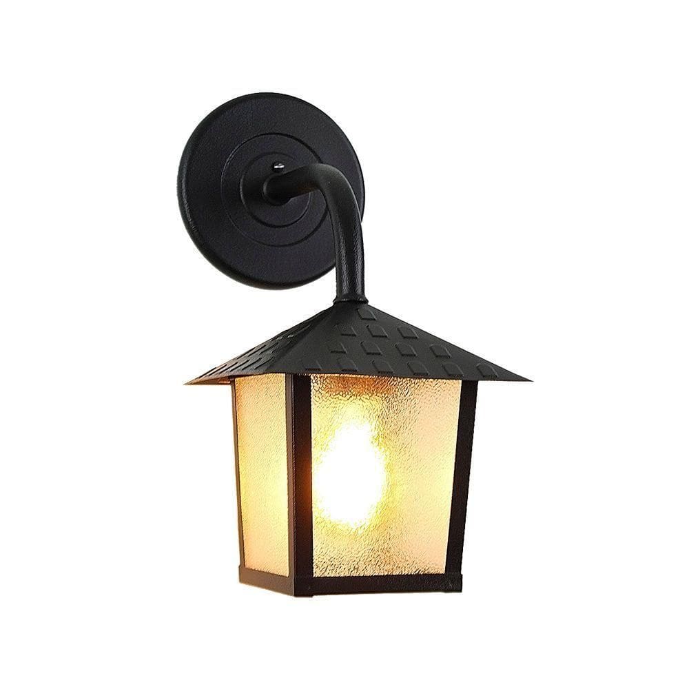 Arandela Blumenau Colonial Nina Quadrada Vidro Pontilhado E27 Bivolt Preto Fosco