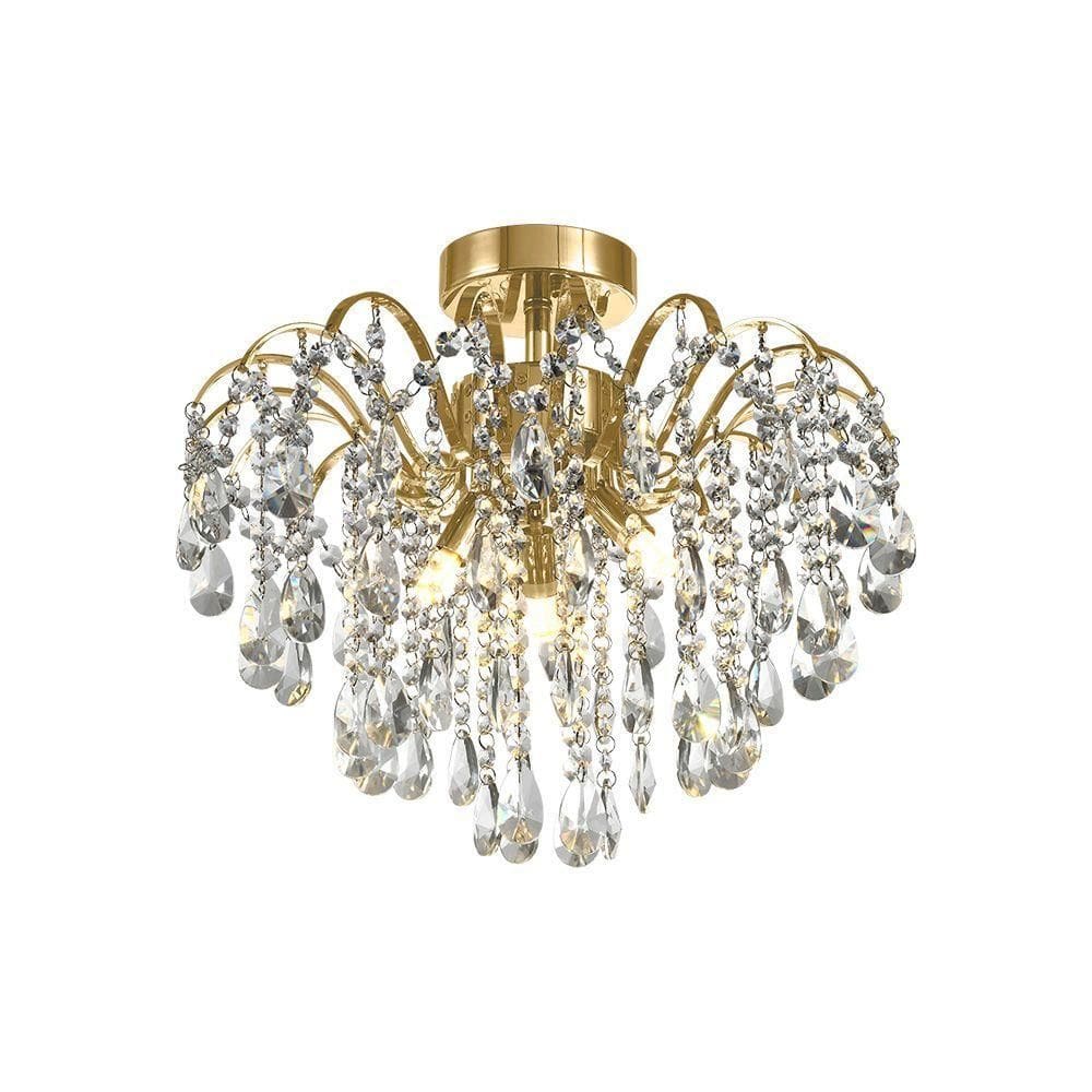Plafon Blumenau Cristal Amarílis G9 Bivolt Dourado