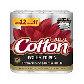 Papel Higiênico Cotton Deluxe Folha Tripla 20m x 10cm com 12 Roles