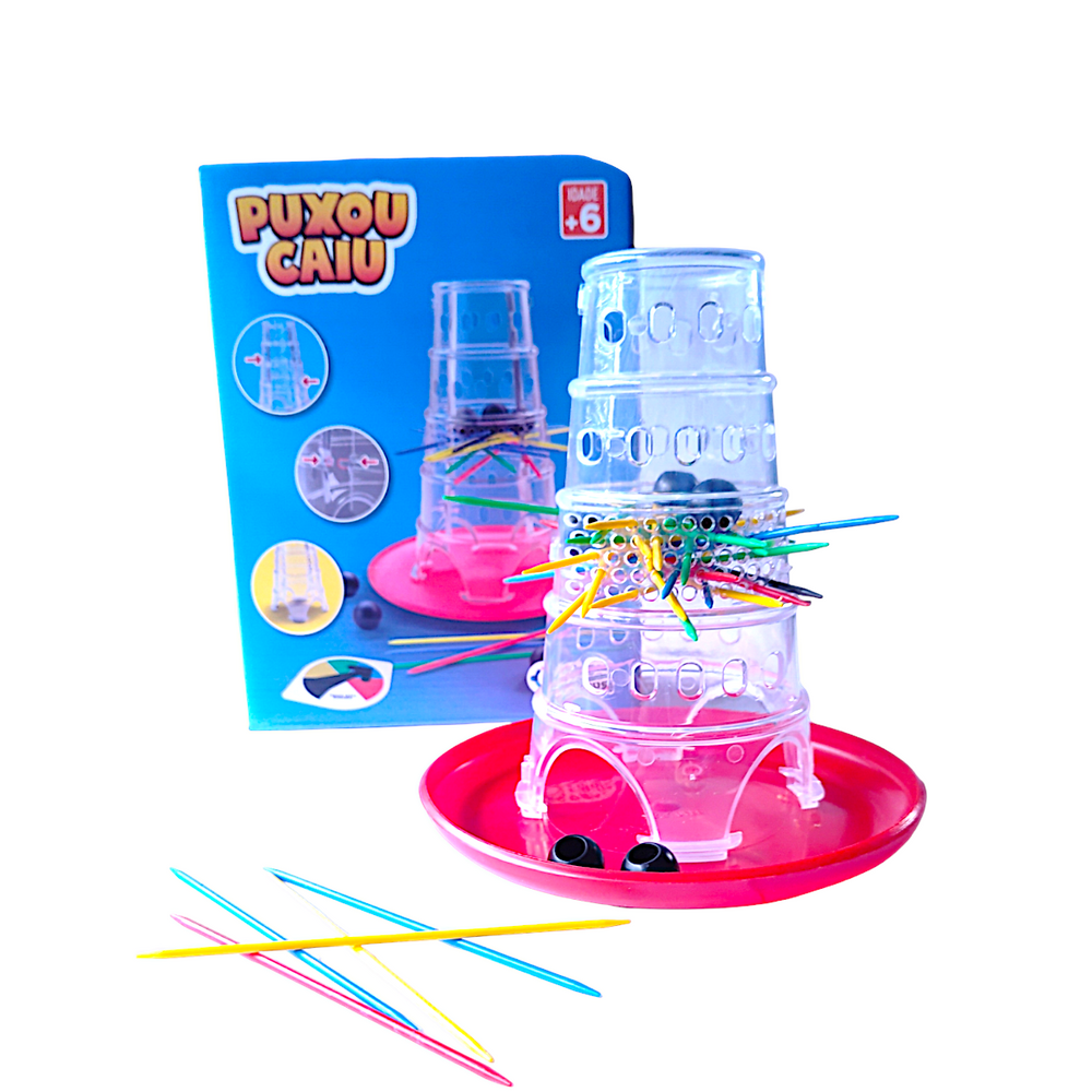 Brinquedo Infantil Puxou Caiu Educativo 31 Palitos 15 Bolas 1 Roleta Pais&Filhos