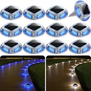 Luzes solares de garagem AGPTEK, pacote com 12, LED impermeável, 2 cores