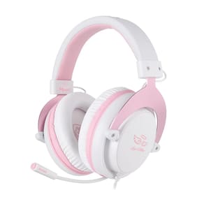 Fone de ouvido para jogos USOTSO MPOWER Stereo para PS4 PC Mobile Rosa