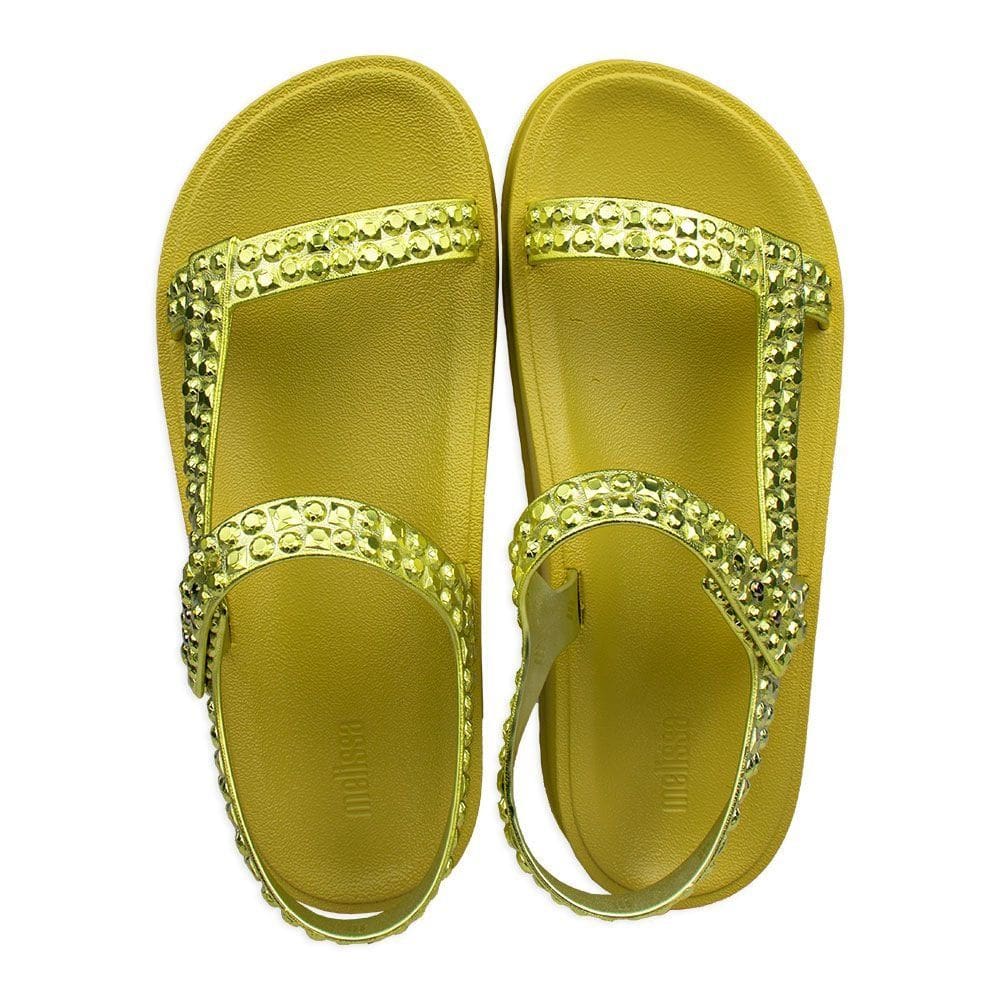 Sandália Melissa Feminina Slide Lust Tiras Melflex Cromado Verde