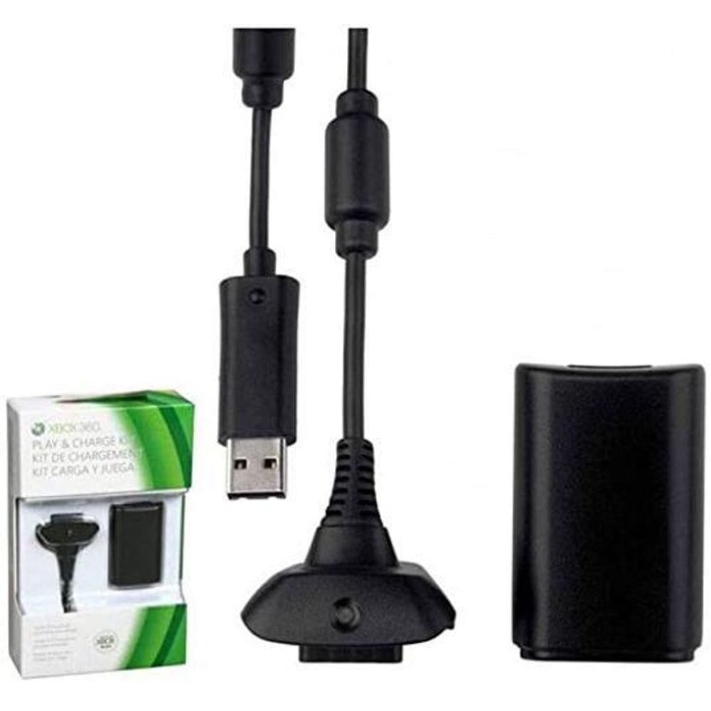 Bateria E Cabo Para Controle Xbox 360