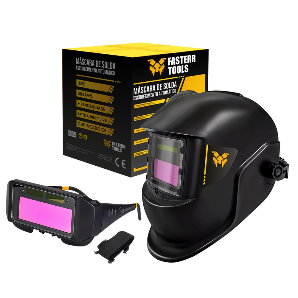 Mascara de Solda S/ Regulagem Com Óculos de Solda Escurecimento Automático FASTERR