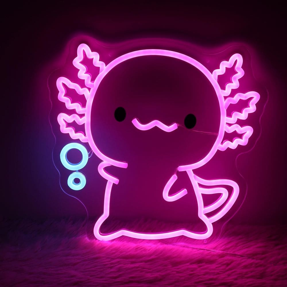 Luz LED Neon Sign Housignz Axolotl regulável 28x28cm