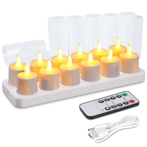 Velas recarregáveis à luz de chá WoneNice Remote Timer, pacote com 12