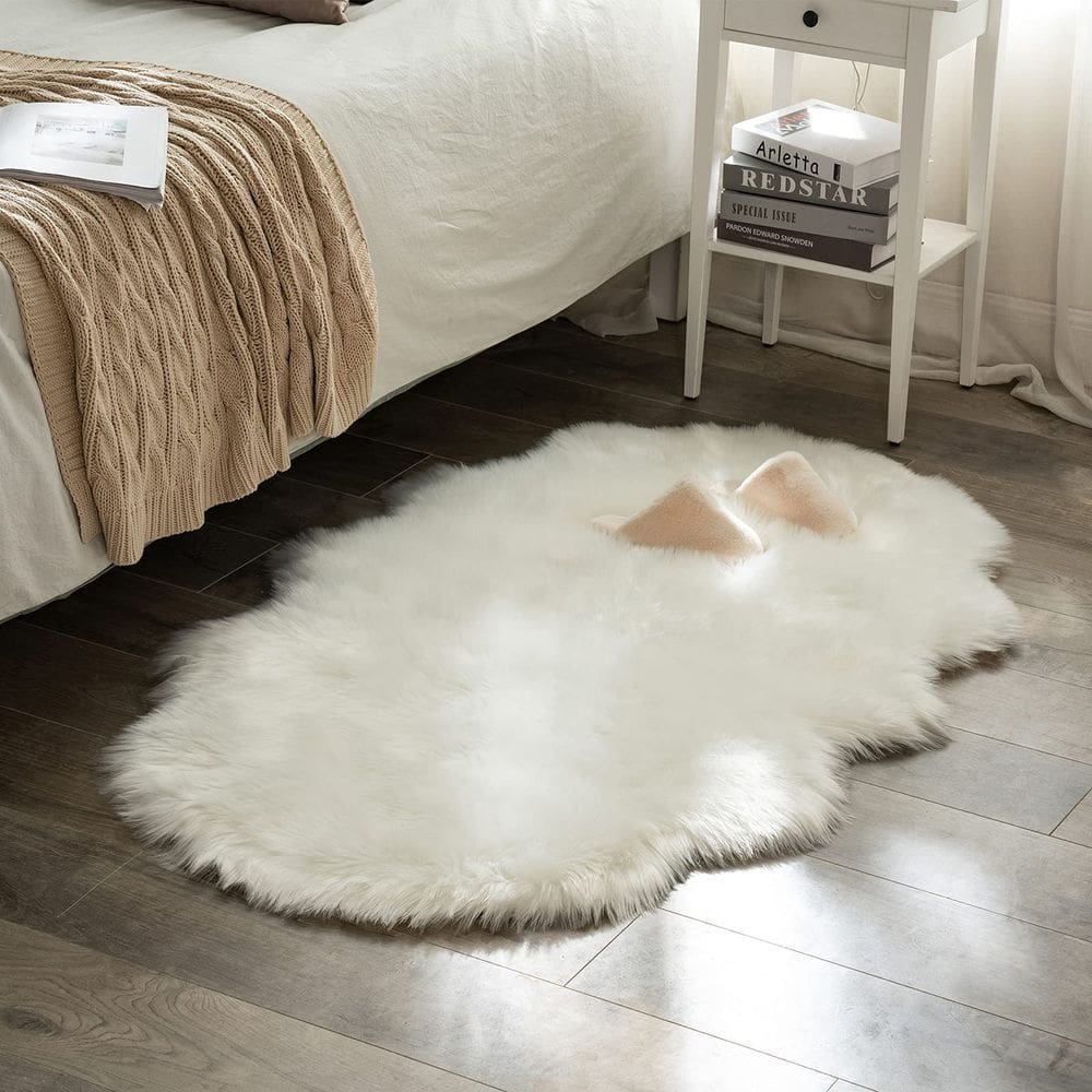 Tapete Area MIULEE Luxury Soft Fluffy 90x150cm de pele sintética branca