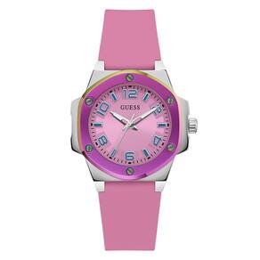 Relógio GUESS Ladies 38 mm, pulseira rosa, mostrador rosa, capa bicolor