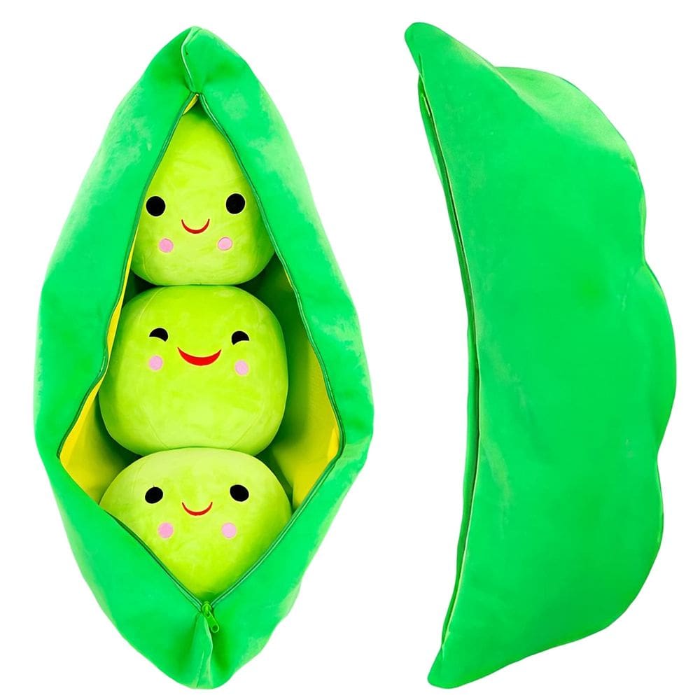 Almofada de pelúcia Pea Pod, ervilhas gigantes em uma vagem de vários tamanhos