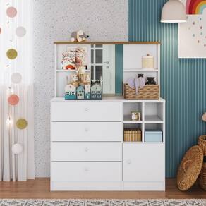 Cômoda infantil 4 Gavetas 1 Porta com Espelho Amore Meu Fofinho Art in Moveis