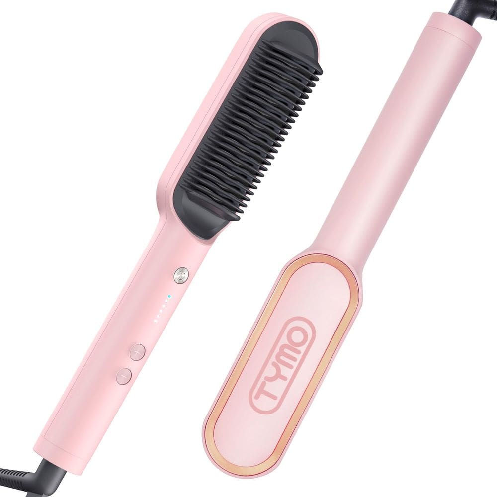 Escova de alisamento de cabelo TYMO Ring Pink com pente embutido