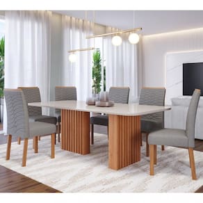 Conjunto Sala de Jantar Mesa Ester 180cm 6 Cadeira Clarice Cimol