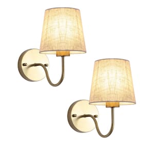Arandelas de parede LASENCHOO Gold Vintage com abajur de tecido (2)