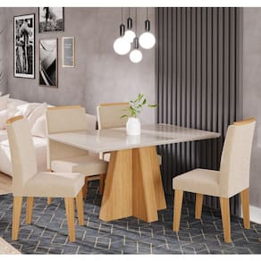 Conjunto Sala de Jantar Mesa Patricia 130cm 4 cadeiras Clarice Cimol