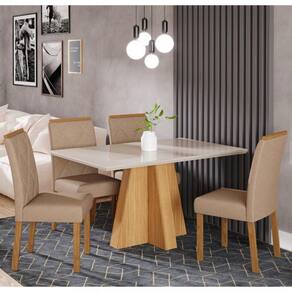 Conjunto Sala de Jantar Mesa Patricia 130cm 4 cadeiras Fernanda Cimol