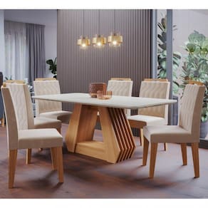 Conjunto Sala de Jantar Mesa �gata 180cm 6 Cadeira Nicole Cimol