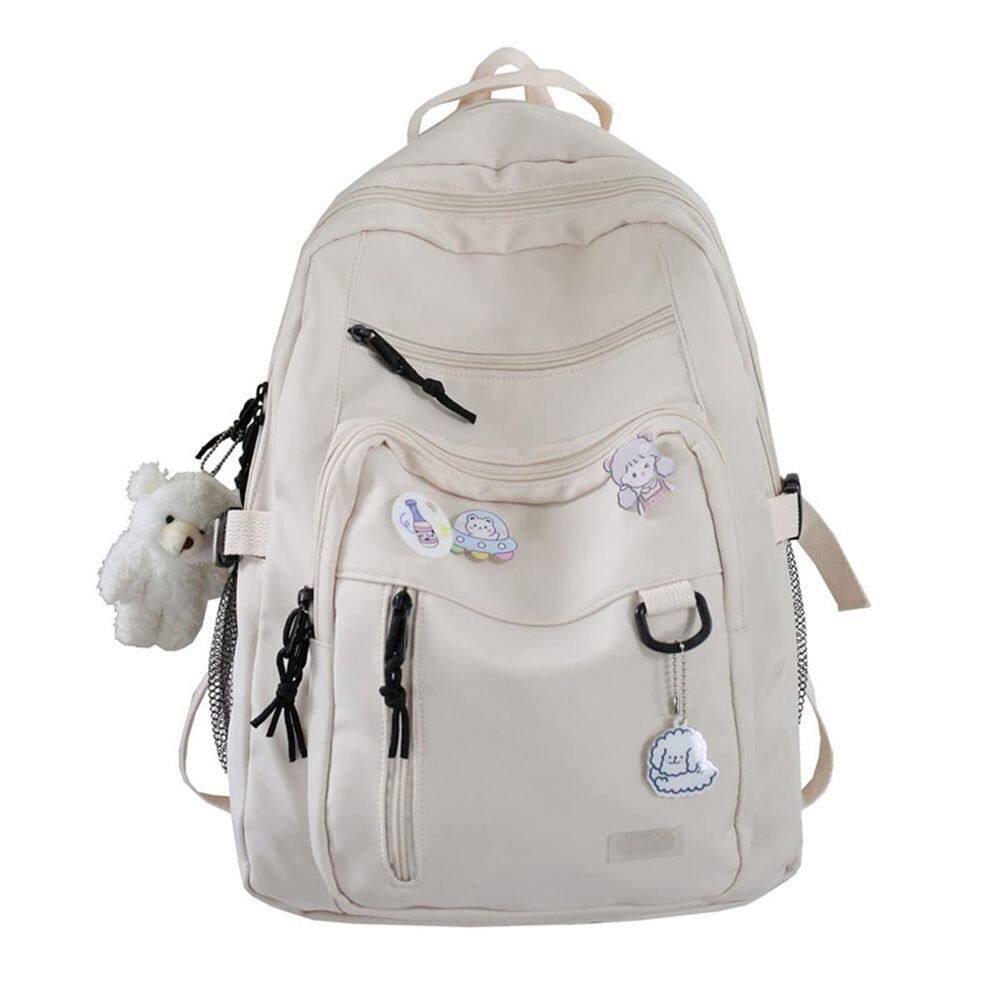 Mochila GAXOS Cute Aesthetic para meninas em viagens escolares, branca