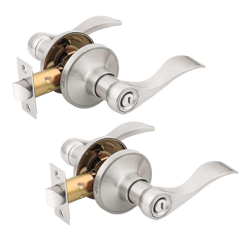 Maçaneta de porta KNOBWELL Privacy Brushed Nickel, pacote com 2