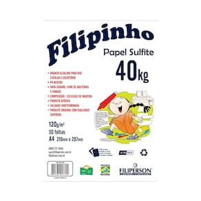 Papel Sulfite Filipinho A4 Branco 120g com 50 Folhas