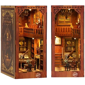 Livro de quebra-cabeça de madeira 3D DIY Nook CRIOLPO Grimm Cottage com luz