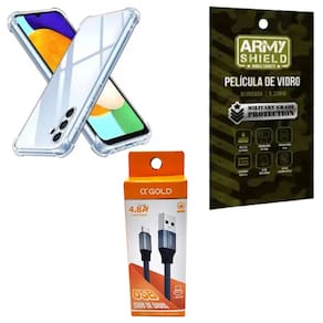 Capa Para Galaxy A16 + Cabo Tipo-C + Pelicula de Vidro 3D - Armyshield