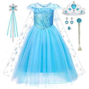 Traje iTVTi Elsa Dress Princess Girl com acessórios 2-8Y