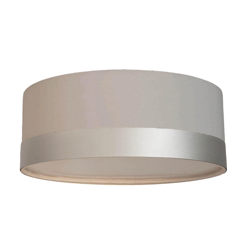 Luminária Plafon Cúpula Cinza Com Detalhe Prata 40X15 2E27