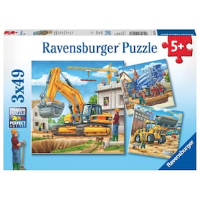 Quebra-cabeça Ravensburger, veículos de construção grandes, 3x49 unidades