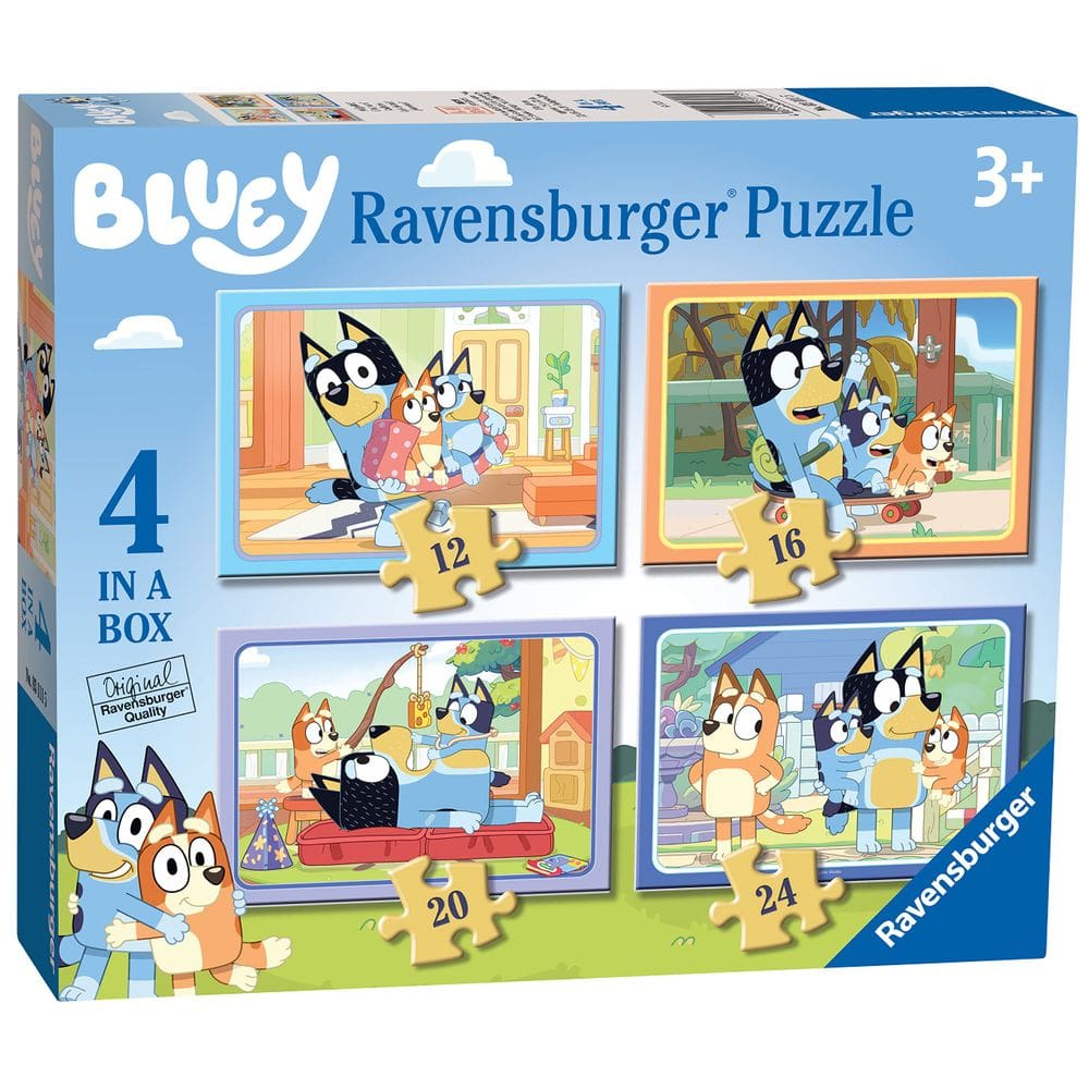 Quebra-cabeças Ravensburger Bluey 4 em caixa de 12, 16, 20, 24 peças