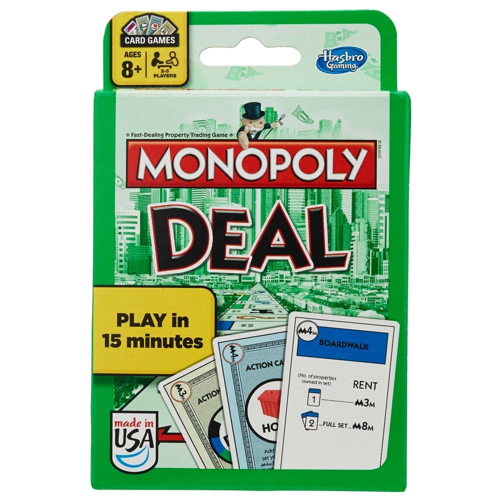 Jogo de cartas Hasbro Gaming Monopoly Deal para famílias com mais de 8 anos