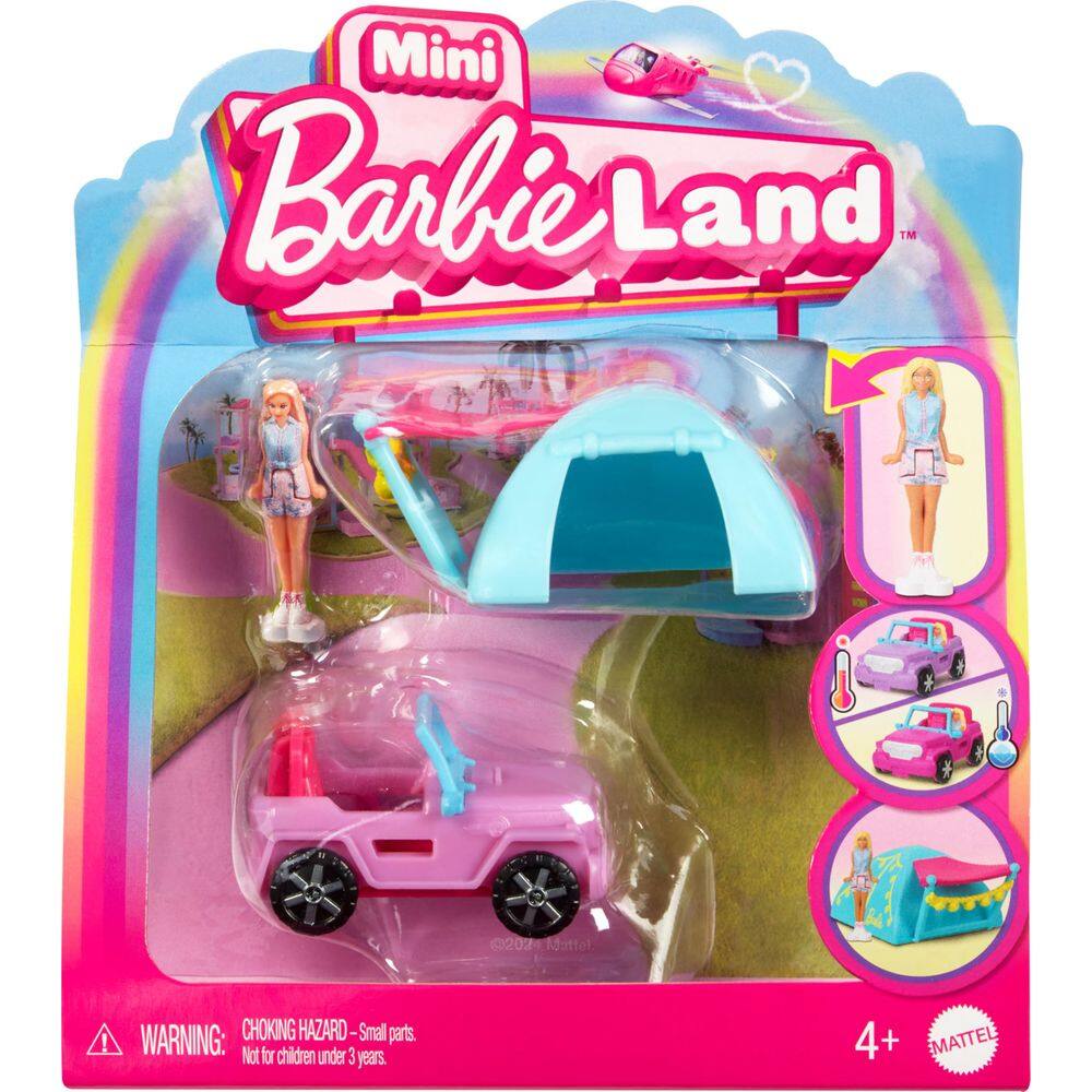 Conjunto de brinquedos Barbie Mini BarbieLand Doll & Toy Vehicle com barraca