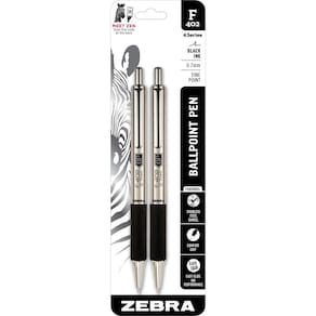 Caneta esferográfica Zebra Pen F-402 de aço inoxidável fina 0,7 mm