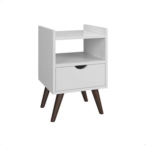 Mesa de Cabeceira Alice Mdf Decoração Quarto Branco