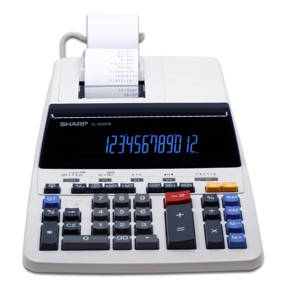 Calculadora de impressão Sharp EL-2630PIII 12 dígitos com rolo de papel