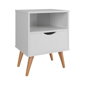 Mesa de Cabeceira Grécia Com Gaveta Quarto Decoração Branco