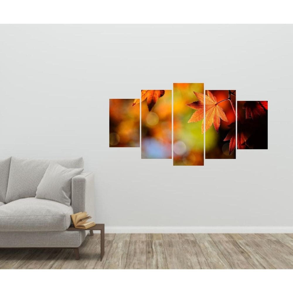 Quadros Decorativos Mosaico 5 Peças Folhas De Inverno Secas